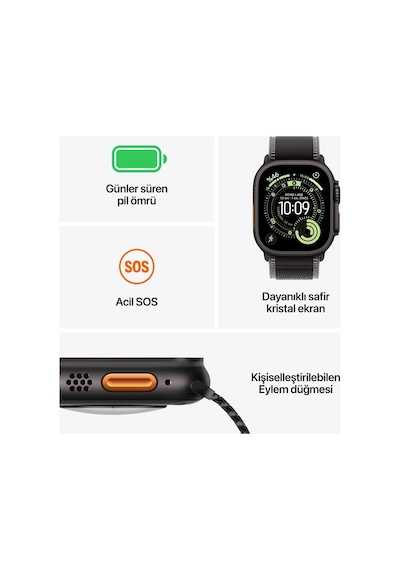Apple MF0J4TU/A Watch Ultra 3 Gps + Cellular 49 MM Siyah Titanyum Kasa Akıllı Saat (Apple Türkiye Garantili) Apple MF0J4TU/A Watch Ultra 3 Gps + Cellular 49 MM Siyah Titanyum Kasa Akıllı Saat (Apple Türkiye Garantili)