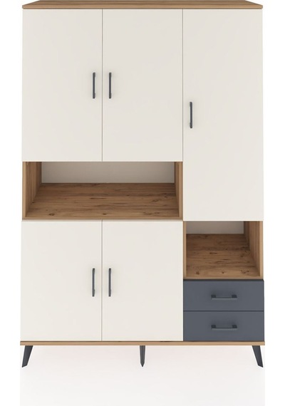 Hyperion Dolap 10 Raflı 2 Çekmeceli 5 Kapaklı 132x44x195 Çam-aytaşı/antrasit Aytası/antrasıt Hyperion Dolap 10 Raflı 2 Çekmeceli 5 Kapaklı 132x44x195 Çam-aytaşı/antrasit Aytası/antrasıt