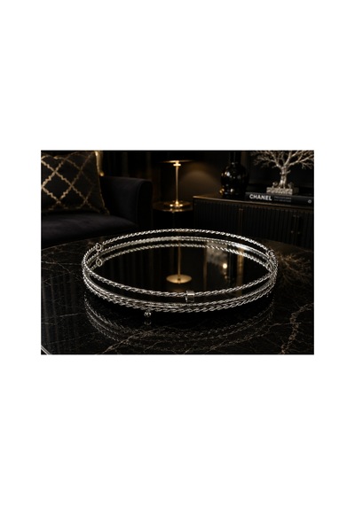 Sleep Nova 5431412312 Gümüş Metal Çerçeveli Aynalı Dekoratif Tepsi 35 X 13 Cm