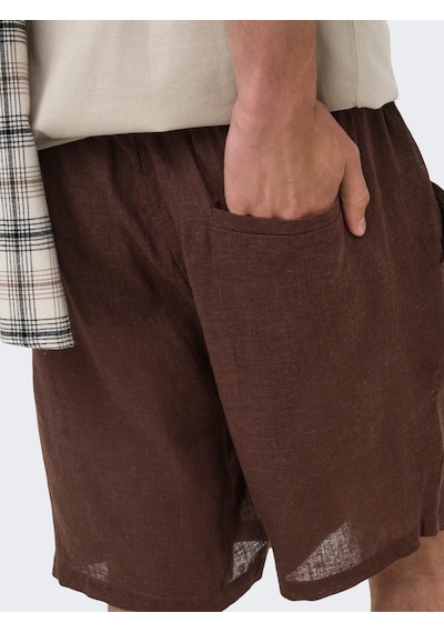 Only & Sons Onslaurence Lınen Blend Shorts Noos Erkek Kahverengi Şort - 22036246