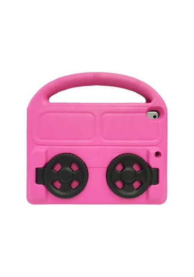 İpad 10.2 8.nesil Uyumlu Frm Wheel Car Tekerlek Standlı Tablet Eva Silikon Kılıf-mor Arka Kapak
