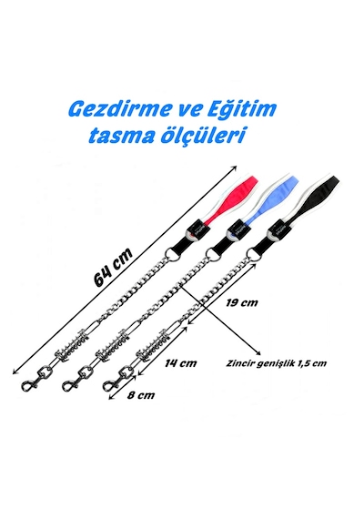 Kuvvetli Büyük Irk İçin Soft Darbe Emici Yaylı Köpek Gezdirme Tasması 4mm-64 Cm Mavi
