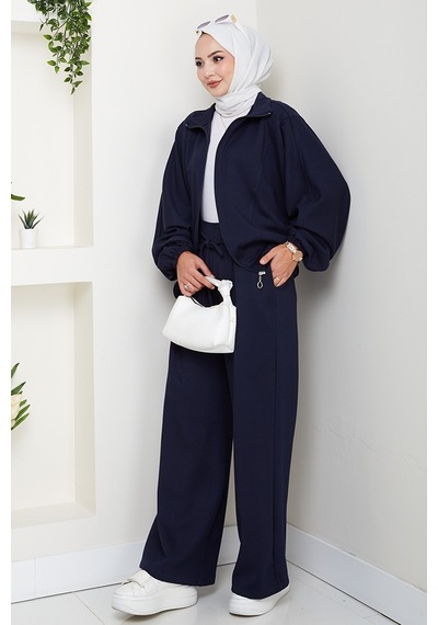 Bestenur Fermuarlı Oversize Takım 1595 - Lacivert Lacivert
