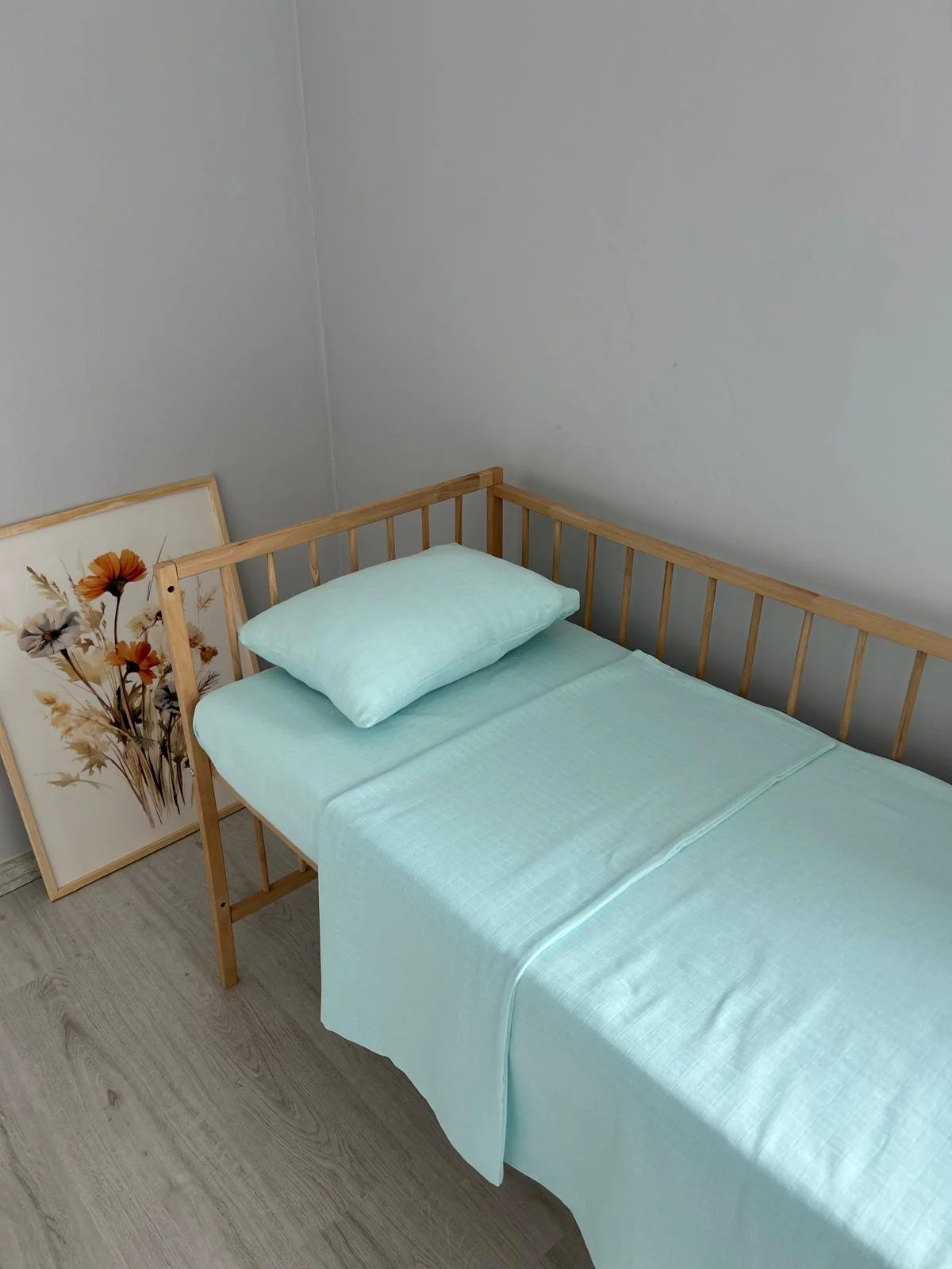 %100 Pamuk Müslin Çocuk Nevresim Seti Mint Yeşili Mint Yeşili