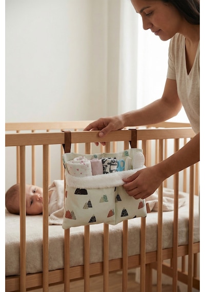 Pratik Askılı Organizer Bebek Arabası Beşik Kenar Fluffy Organizer Poyraz