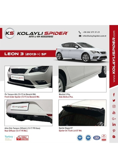 Seat Leon 3 5F Sis Farı Çerçecesi 2 Prç Krom 2013-2015