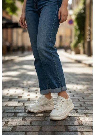 In Step Ropee Street Style Yüksek Taban Beyaz Kadın Sneaker