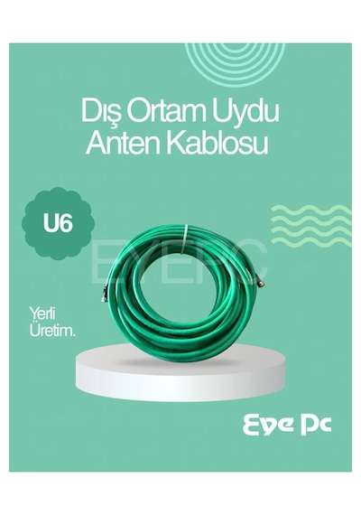 70 Metre Rg6/u6 Full Hd 3d 4k Anten Tv Çanak Hazır Yeşil Dış Ortam 70 Mt