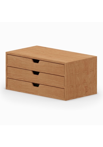 Desna Üç Katlı Üç Çekmeceli Dolap - Kiraz 34 Cm Uzunluk X 19 Cm Derinlik X 15.8 Cm Woodsaka Doğal Ahşap