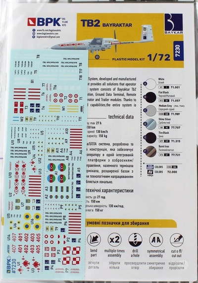 1/72 Bayraktar Tb2 İkili Set Silahlı İnsansız Hava Aracı Maketi, Big Planes Kits 7230