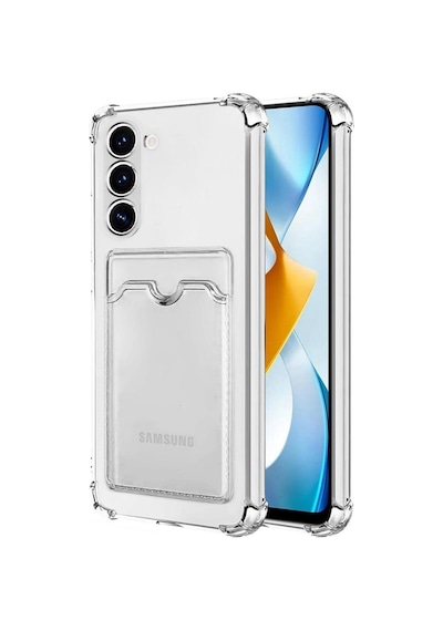 Samsung Galaxy S23 Plus Uyumlu Kılıf Köşe Korumalı Kartlıklı Cüzdanlı Silikon Kapak Şeffaf