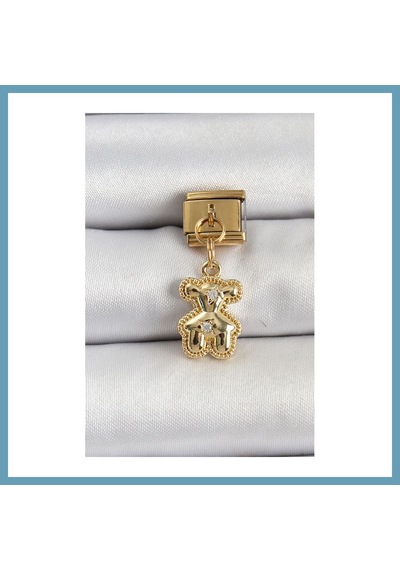 Bezos 316l Çelik Sallantılı Zirkon Taşlı Ayıcık Model Gold Renk Nomination Charm Mbt06