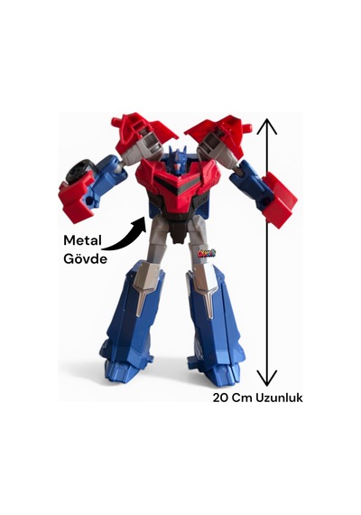 Transformers Optimus Prime Oyuncak Metal Gövde 20 Cm Tır Olan Robot