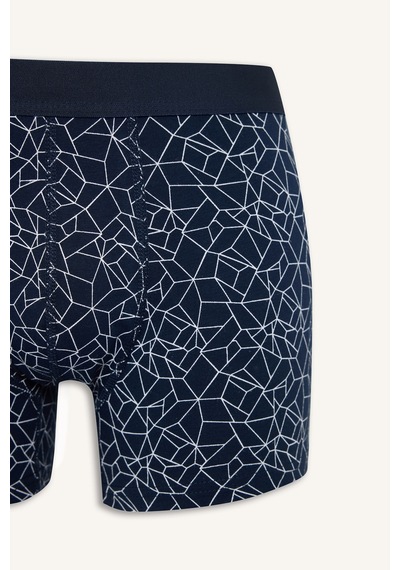 Defacto Regular Fit Geometrik Desenli Beli Lastikli 2li Boxer I4650ax26aunv135 Lacivert-nv135