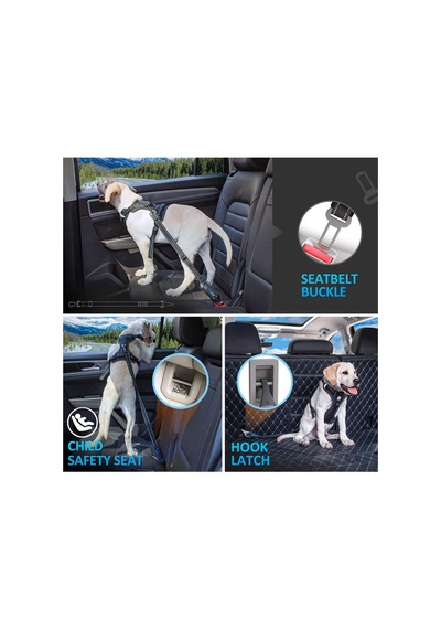 Köpek Emniyet Kemeri, Araba İçin Köpek Kemeri, Emniyet Kemeri, Evrensel Fişli Ve Kilitleme Çubuğunun Sabitlenmesi İle Ayarlanabilir Siyah