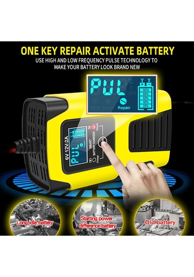Tr 6v 12v Pil Şarj Cihazı Bakımcısı, 2-amp Tam Otomatik Akıllı Şarj Cihazı, Taşınabilir Damlama Şarj Cihazı
