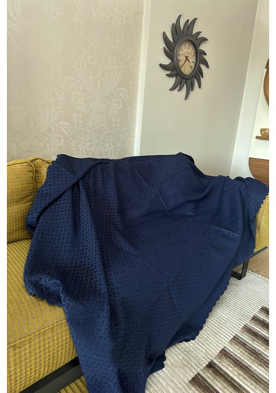 Sofline Kadife Şönil Koltuk Örtüsü, Kaymaz Kanepe Örtüsü, Koltuk Şalı 180 X 220cm Lacivert