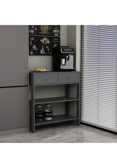 Dekrosso Luke Modern 2 Çekmeceli Kahve Köşesi Airfry Dolabı Antra