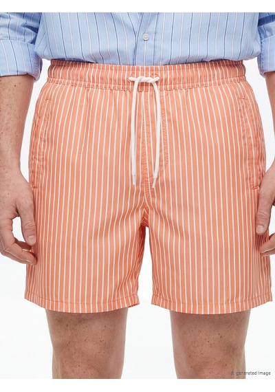 Lcw Swımwear Pembe Kısa Boy Çizgili Erkek Deniz Şortu
