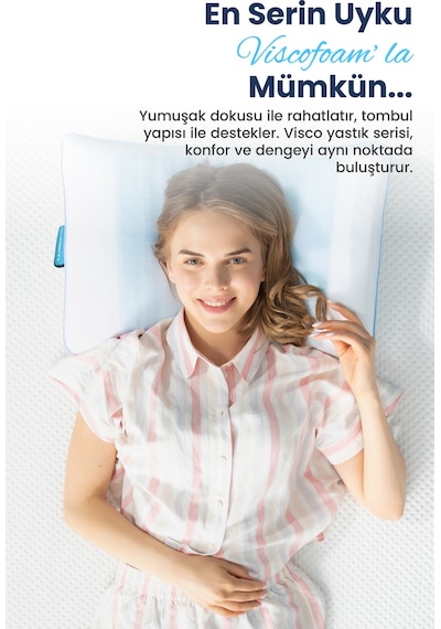 Viscofoam Comfy Terletmeyen Ortopedik Yastık Serinleten Visco Yastık Jelli Yastık 55x35x12cm