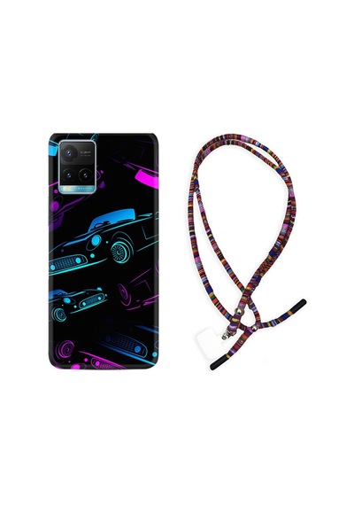 Vivo Y33S Kılıf Rasta Boyun Askılı Cars Neon 1618