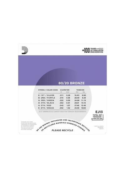 D'addario Ej13 80/20 Bronze Akustik Gitar Teli 11-52