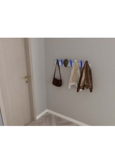 Hepsi3boyutlu Modern Duvar & Kapı Kanca Askılık - 7 Adet Mavi Kanca Askılık - Model No : 4 Mavi