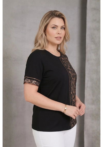 Aytemas Leopar Desenli Taş Detaylı Bluz Siyah/leopar