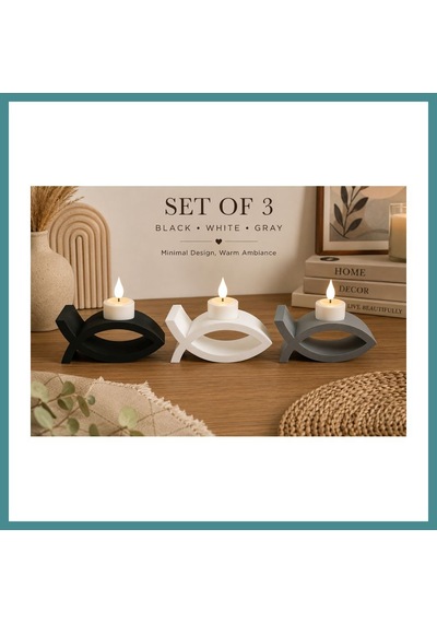 Trendexa 3d Baskı 3lü Balık Figürlü Dekoratif Mumluk Seti - Tealight Mumluk, Modern Ev Ve Ofis Dekoru Mac