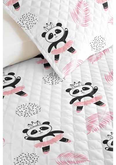 Evimde Bambaşka Panda Pembe Kız Çocuk Pike Takımı - Pastel Siyah Bebek Odası Mevsimlik Yatak Örtüsü - 160x220 CM Evimde Bambaşka Panda Pembe Kız Çocuk Pike Takımı - Pastel Siyah Bebek Odası Mevsimlik Yatak Örtüsü - 160x220 CM