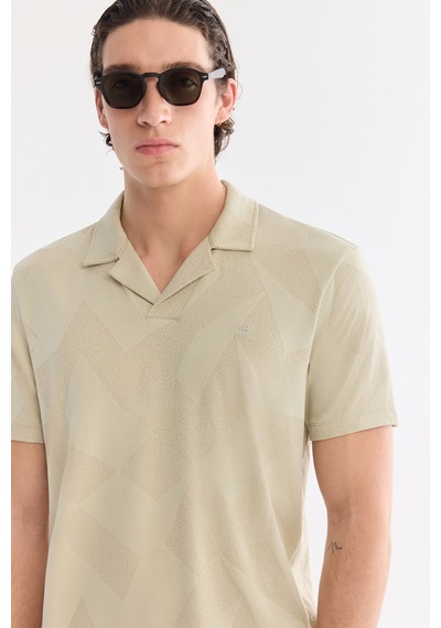 Avva Erkek Bej Apaj Yaka Kolay Ütülenen Elastan Regular Fit T-shirt A61y1156