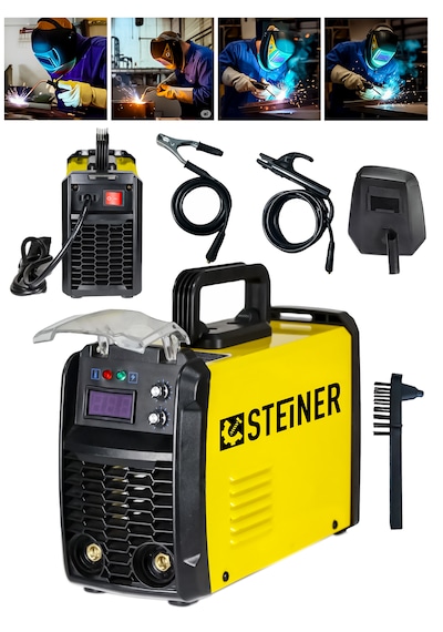 Steiner 250 Amper İnverter Mega Stick Çift Kartlı Hava Soğutmalı Dijital Göstergeli Çanta Kaynak Makinesi Sarı