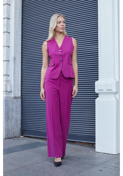 JUMENT Kadın Yüksek Bel Yan Cepli Bol Paça Rahat Kesim Palazzo Kumaş Pantolon-magenta JUMENT Kadın Yüksek Bel Yan Cepli Bol Paça Rahat Kesim Palazzo Kumaş Pantolon-magenta