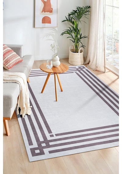 Bianca Eco Dijital Baskı Makinada Yıkanabilir Kaymaz Taban Dekoratif Halı Kahverengi 21531 21531 Kahverengi