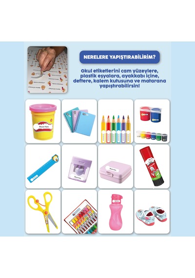 Okul Etiketi Kalem Defter Etiketi Gökkuşağı Atı Özel İsim Yazılabilen Etiket - 252adet