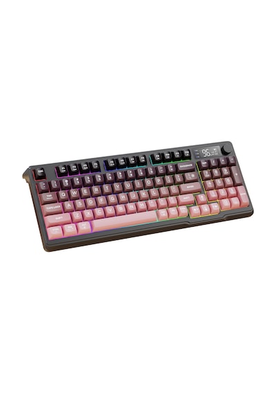 M96 Kablosuz 2.4ghz Kablosuz + Bt Çift Modlu Klavye Led Ekranlı Oyun Klavyesi İle Pbt Knob Rainbow