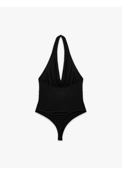 Koton Sırt Dekolteli Degaje Yaka Bodysuit Siyah 6sak10003ek