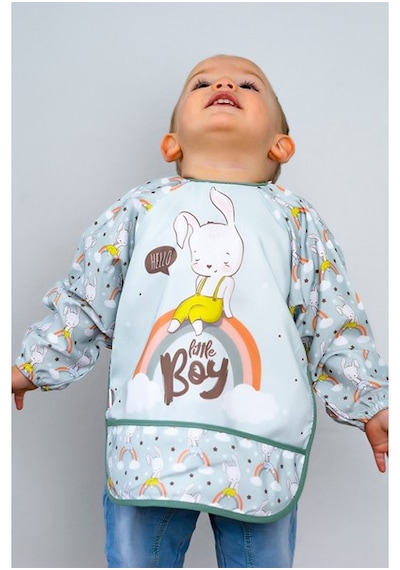 Bebechi Bambino Kids Uzun Kollu Mama Ve Aktivite Önlüğü 6-24 Ay Mint Yeşili