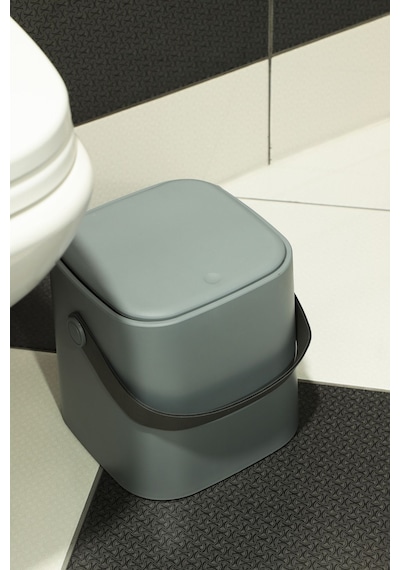 Deri Saplı İç Kovalı Click Kapaklı Mutfak Banyo Tuvalet Çöp Kovası 4 Lt Çöp Kutusu Gri Gri