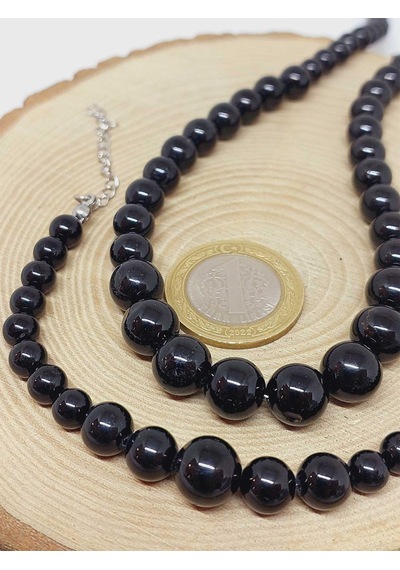 Galaksi Serisi Shungite Şungit Taşı Kolye & Bileklik Seti Çok REnkli