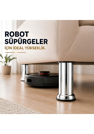 18 Adet Metal Destek Ayağı 10 Cm Krom Mobilya Kanepe Baza Koltuk Ünite Ayakları Metrik 8 Civatalı İnce Diş