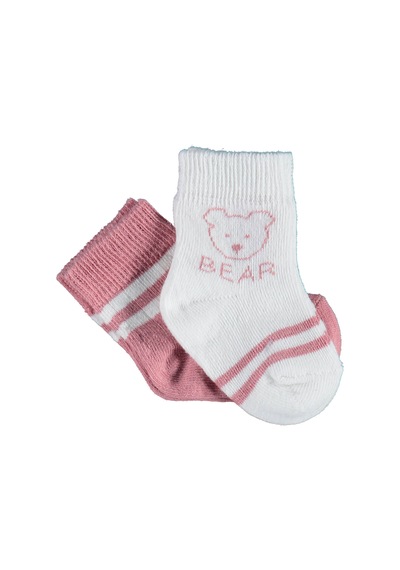 Kitikate Bibaby Biorganic Bear 2'Li Kız Çorap 68412 Gül Kurusu Gülkurusu