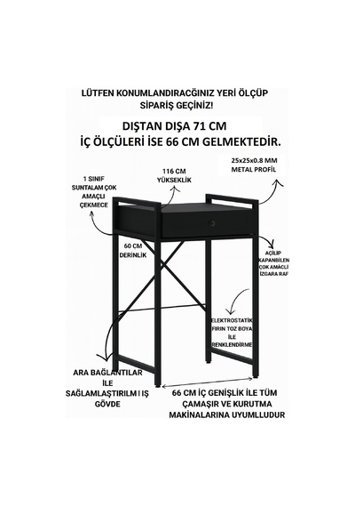 Çamaşır Sepeti Çekmeceli Çamaşır Makinası Ve Kurutma Makinası Rafı Makina Üstü Banyo Düzenleyici Raf Blackk