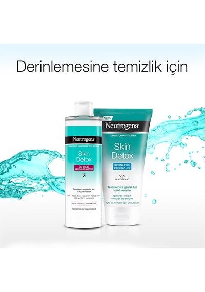 Neutrogena Skin Detox Micellar Water 3'ü 1 Arada Nazik Temizleyici Kir Ve Makyaj Temizleme Suyu Yüz Göz Dudak İçin