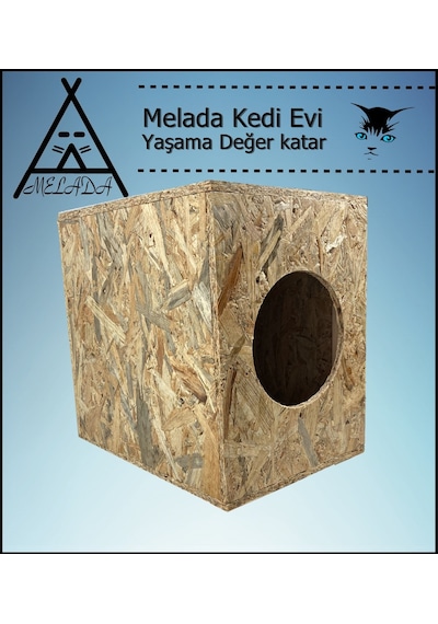 Melada Kedi Evi Dış Ortam Uygun Ahşap Kedi Evi Osb 43x41x29 Cm