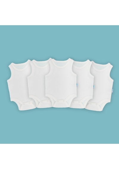 Novibaby 5'li Bebek Atlet Body Zıbın Çıtçıtlı Ekru 100% Pamuk Ekru