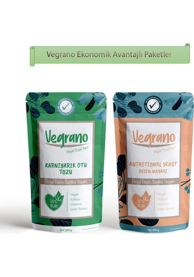 Vegrano Karnıyarık Otu Tozu Psyllium Tozu 100 G + Nutritional Yeast Besin Mayası 100 G