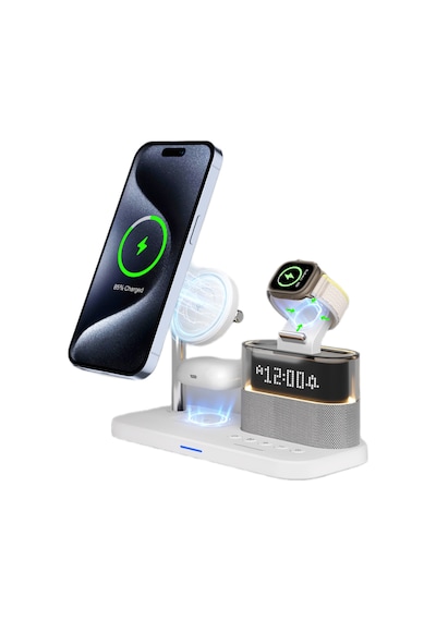 Piili 20w 3'ü 1 Arada Kablosuz Şarj İstasyonu & Night Light P - C09 Beyaz