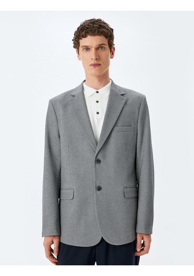 Koton Cep Detaylı Pamuk Karışımlı Mono Yaka Slim Fit Blazer Ceket Gri 5sam50003hk Gri Koton Cep Detaylı Pamuk Karışımlı Mono Yaka Slim Fit Blazer Ceket Gri 5sam50003hk Gri