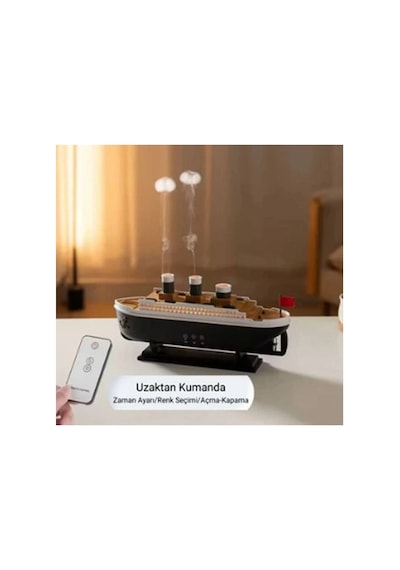 Titanic Gemi Hava Nemlendirici Işıklı Fonksiyonlu Buhar Makinesi Kumandalı Evimdeyokyok